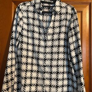 The Limited button down blouse, black and white geometric, size small